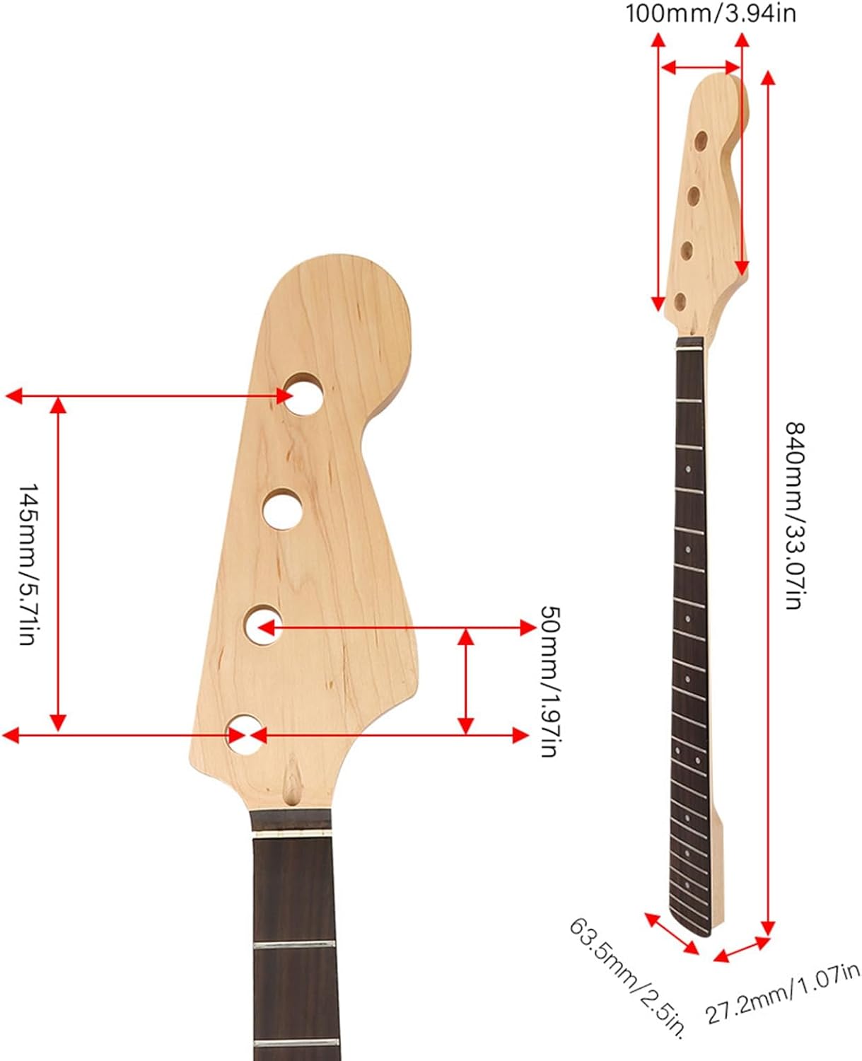 Bass Fretboard, 21 Frets Electric Bass Maple Rosewood Fretboard Fingerboard for Music Production, Live Performances, Studio Sessions