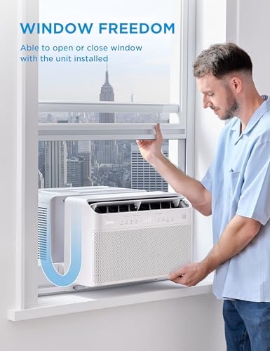 Midea 10,000 BTU U Shaped Smart Inverter Window Air Conditioner - Cools 450 Sq Ft, Ultra Quiet with Open Window Flexibility - Alexa/Google Assistant Compatible - 35% Energy Savings, Remote (Updated)