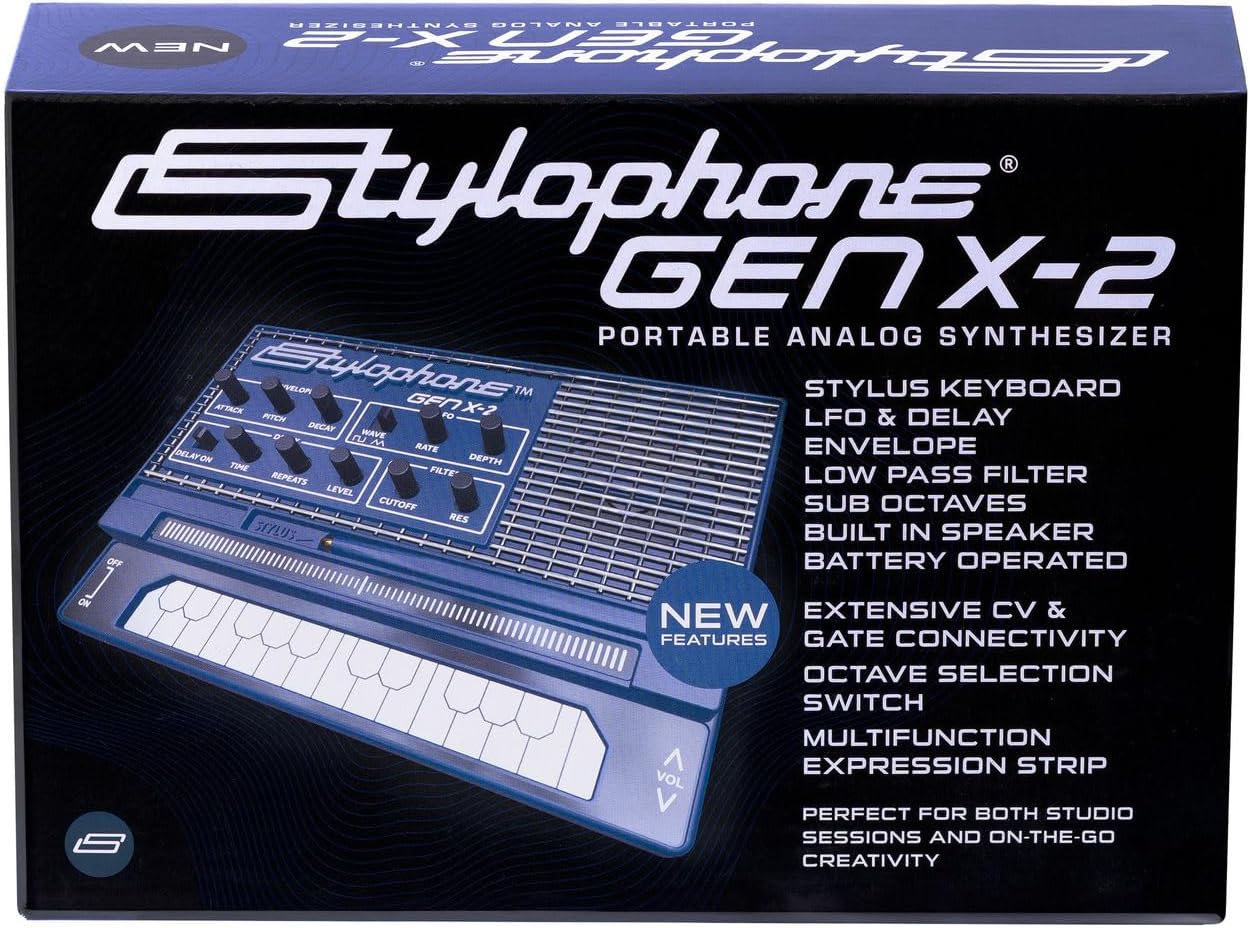 Stylophone GENX-2 Portable Analogue Synthesizer with Built-in Speaker, LFO, Filter, Analogue Delay and CV/Gate Output | Synthesizer Keyboard | Synth Musical Instrument
