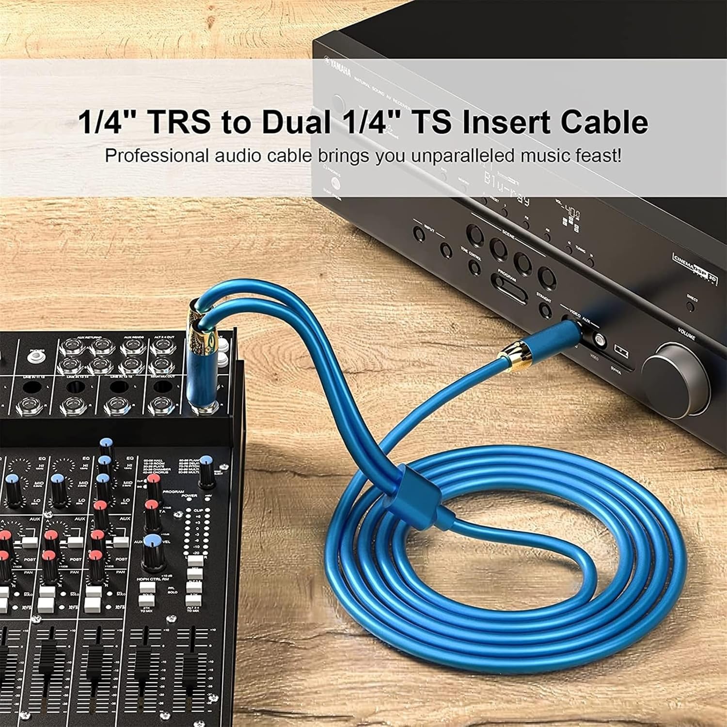 Guitar Audio Cable 6.35 to Dual 6.35 Audiophile Cable 6.5 Pair Recording Amplifier Guitar Mixer Connection Cable(5 Meters)