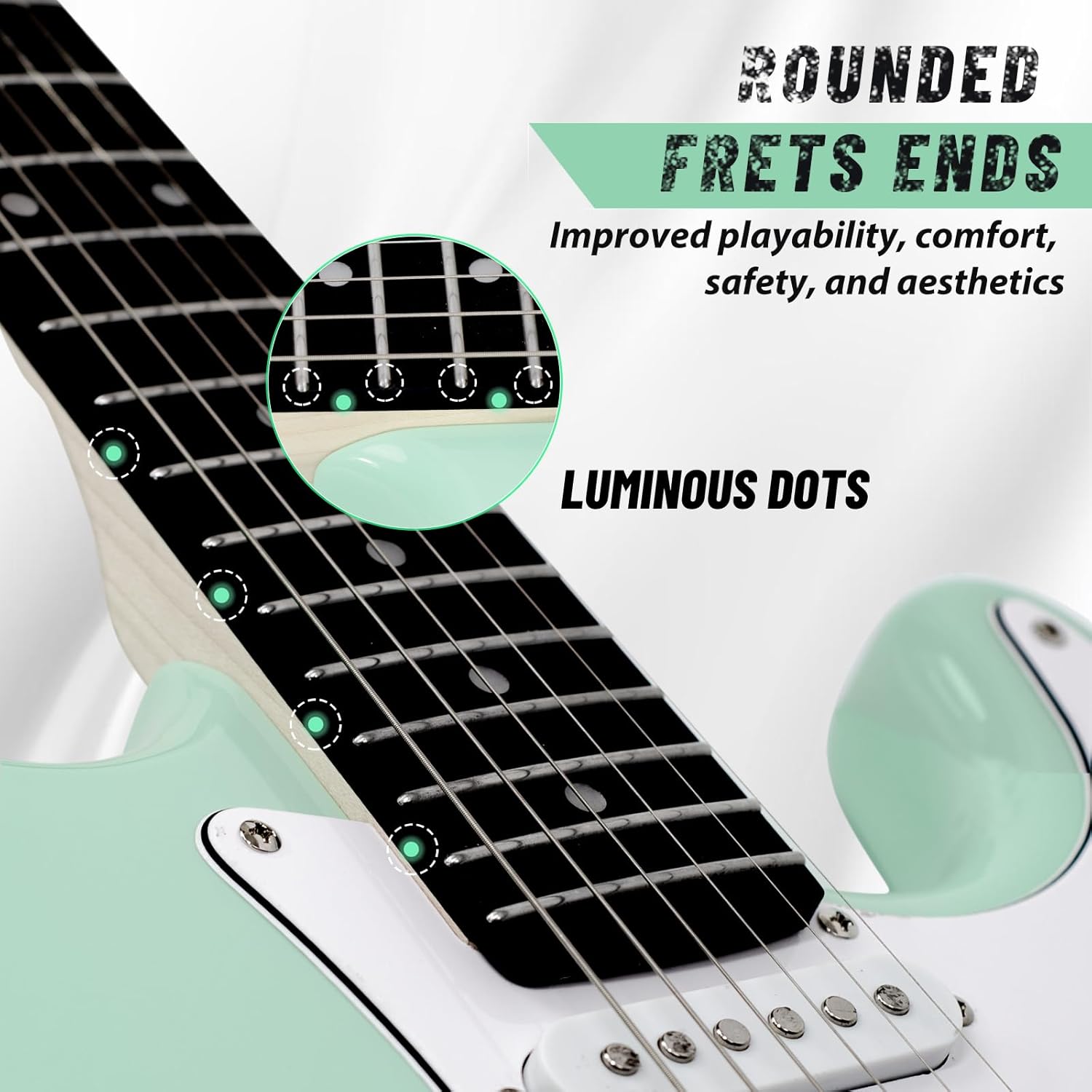 Tostar Electric Guitar Full Size Kit for Beginners 6 String with Amp SSH Pickup with Gig Bag,Capo,Tremolo,Tuner, Strap, Picks Green Electric Guitars 39