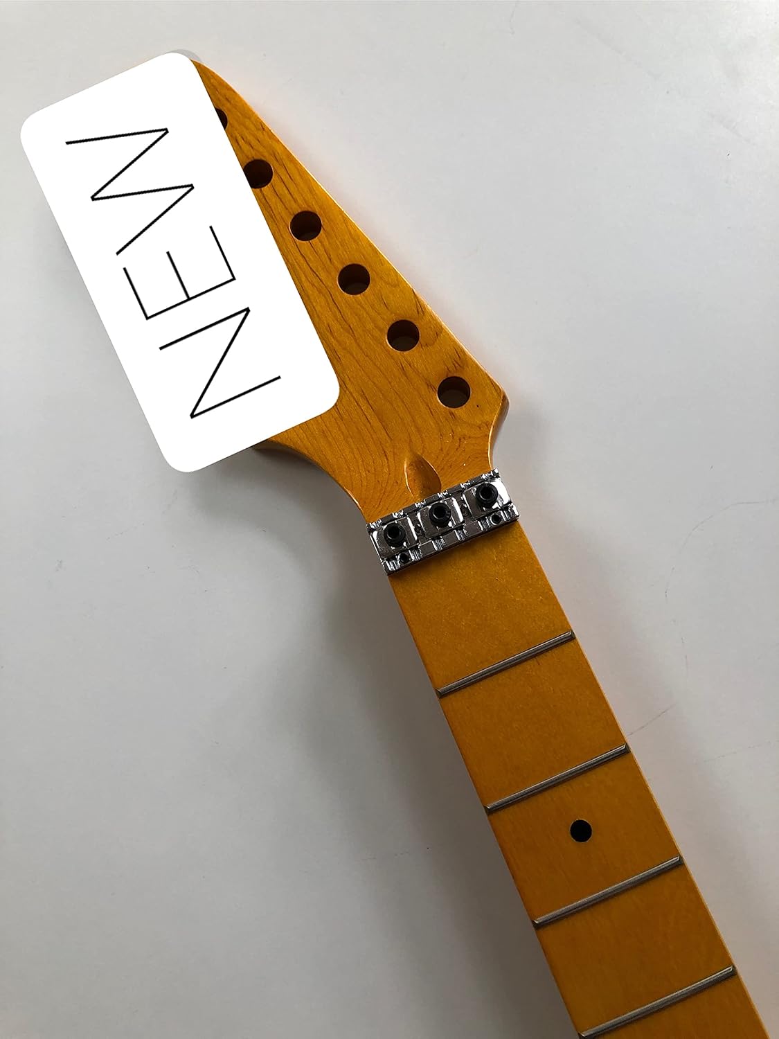 Reverse head Electric guitar Neck 22 frets Maple Fingerboard Dot Inlay Locking Nut Yellow gloss DIY