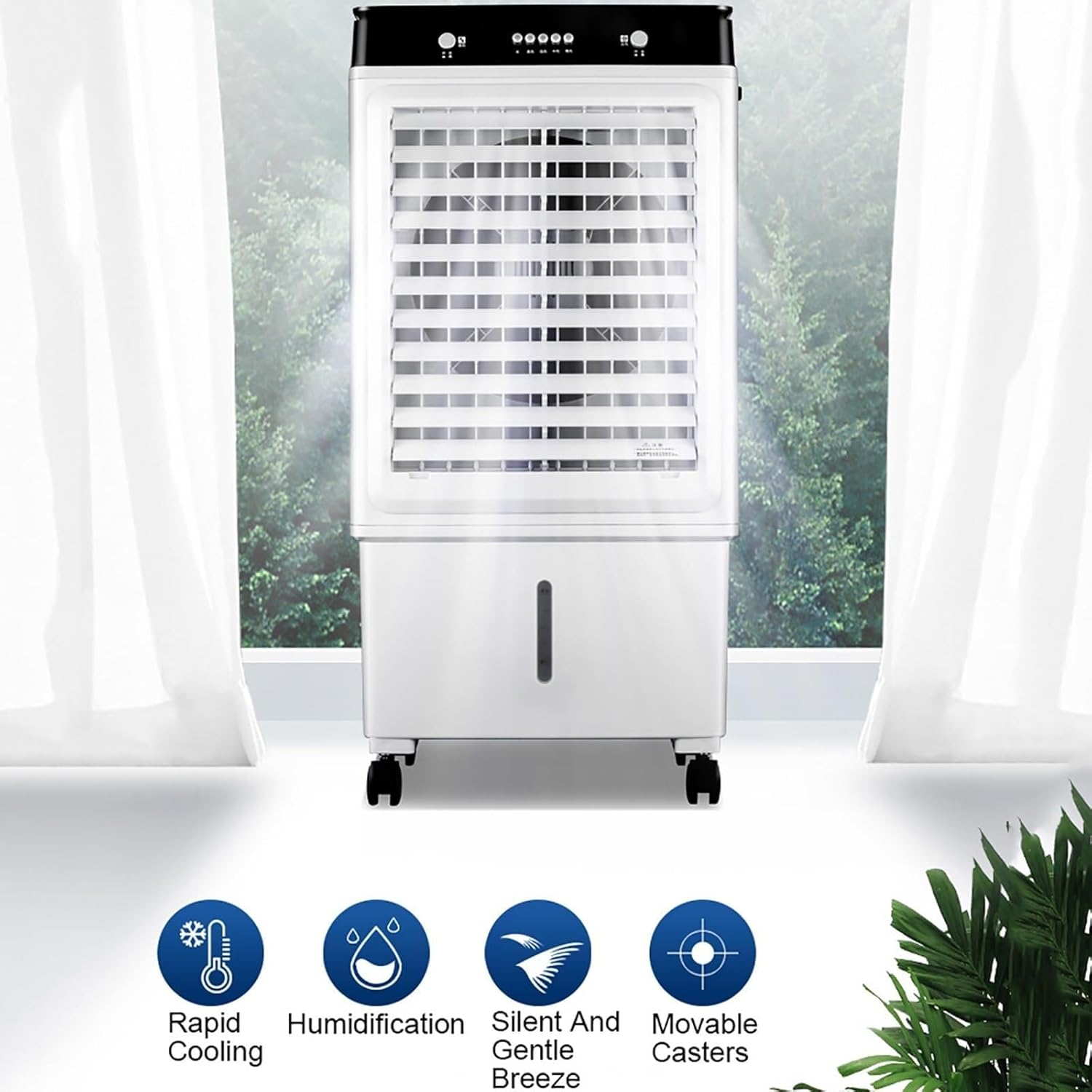 Evaporative Air Cooler, Personal Swamp Cooler with 38L Large Water Tank, 3 Speeds, Fast Cooling, Portable Air Conditioner for Room