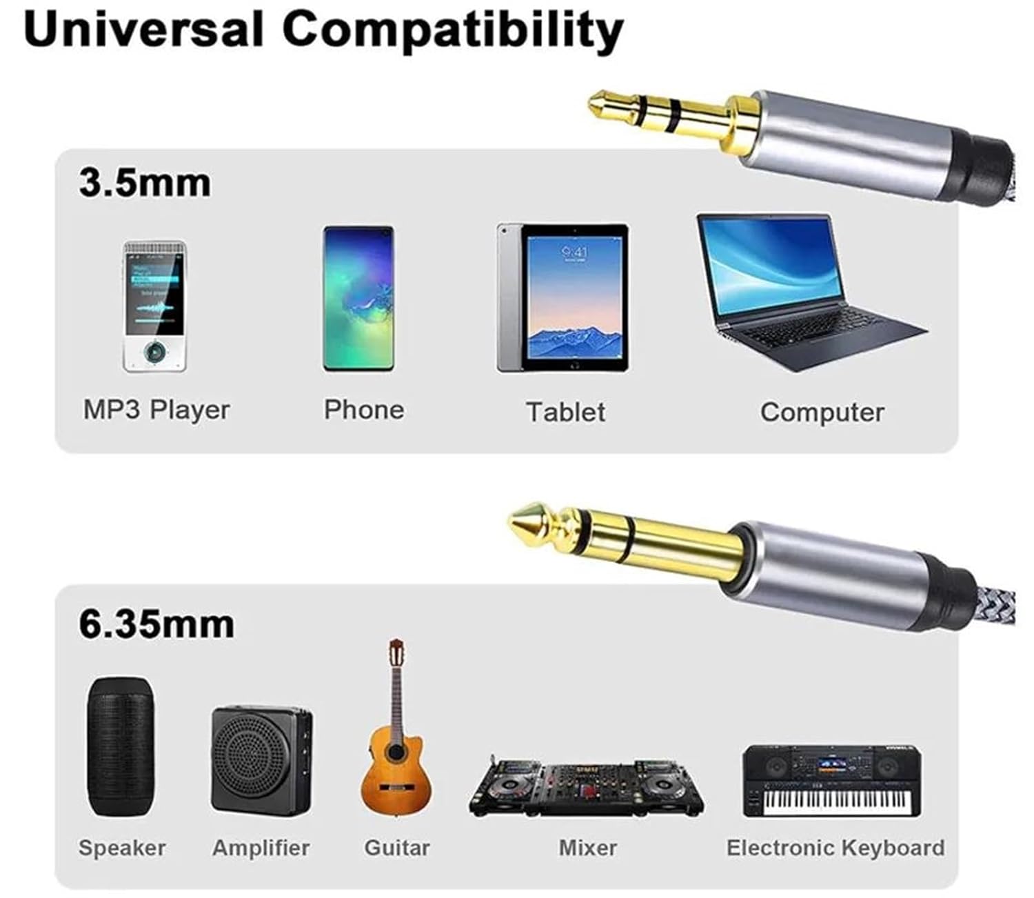 Guitar Audio Cable 6.5mm to 3.5mm Jack Aux Cable Adapter for Speaker Guitar Amplifier TRS Cable Jack 3.5mm to 6.5mm Cable(8m)