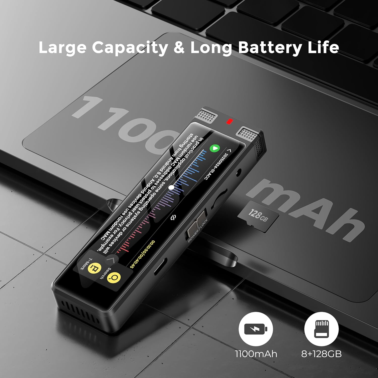 136GB AI Voice Recorder, TIMMKOO Digital Voice Recorder with Playback, Offline Transcribe and Online Summarize/Mindmap/Translation Base on AI Technology, Voice Activated Audio Recorder (Black)