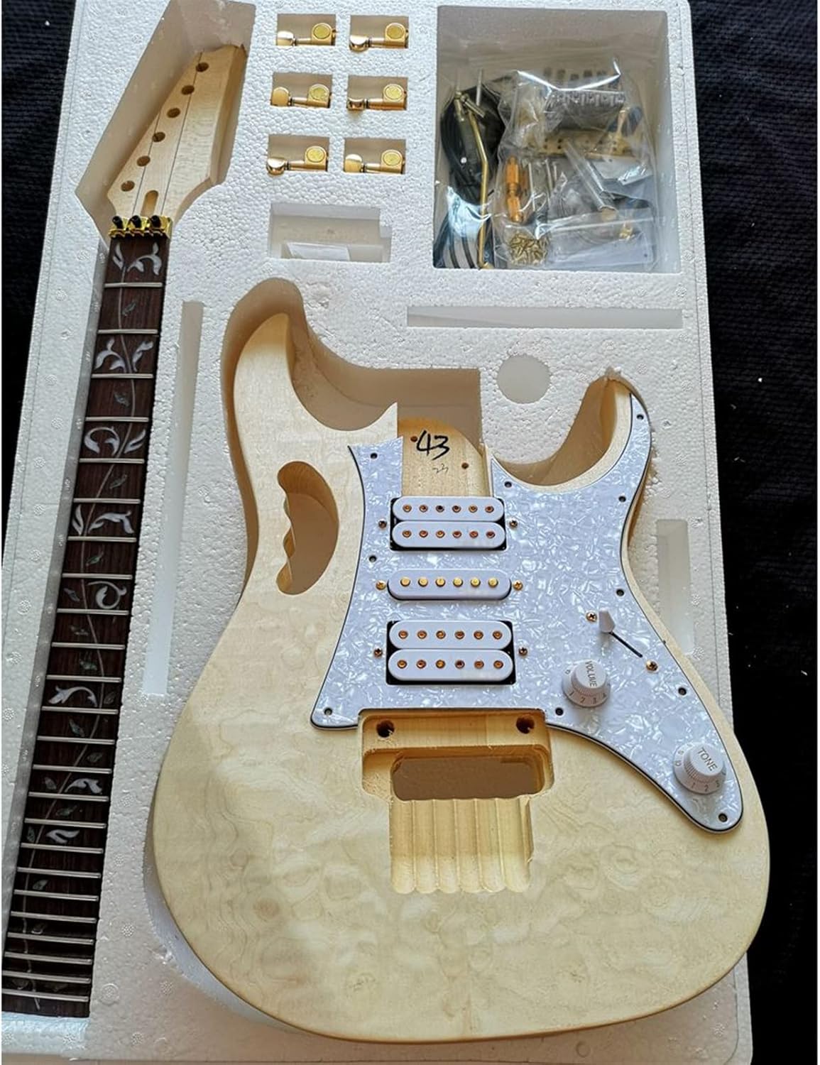 Unfinished Guitar Body Rosewood Fingerboard Maple Neck Complete DIY Electric Guitar Accessories Kit Unfinished Guitar Set