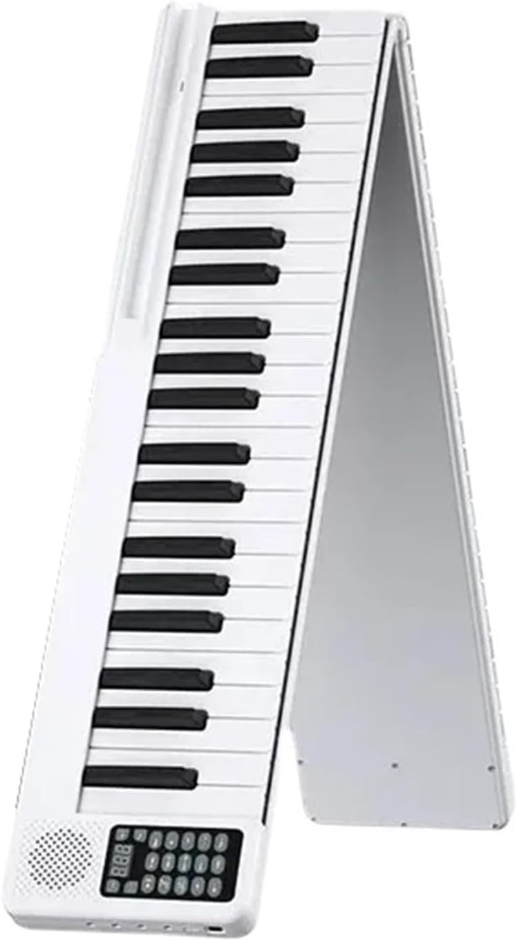 88 Key Folding Piano Keyboard, Roll Up Piano, Dual Speaker, Bluetooth App, 128 Timbres, 15 Demo Songs, 22mm Standard Keys for Beginners & Advanced Players (White)