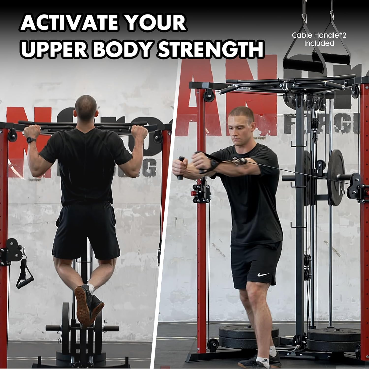 Mikolo Cable Crossover Machine, Functional Trainer with 17 Adjustable Positions, Home Gym Equipment with High and Low Pulley System for LAT Pulldowns and Seated Cable Row, Cable Fly Machine