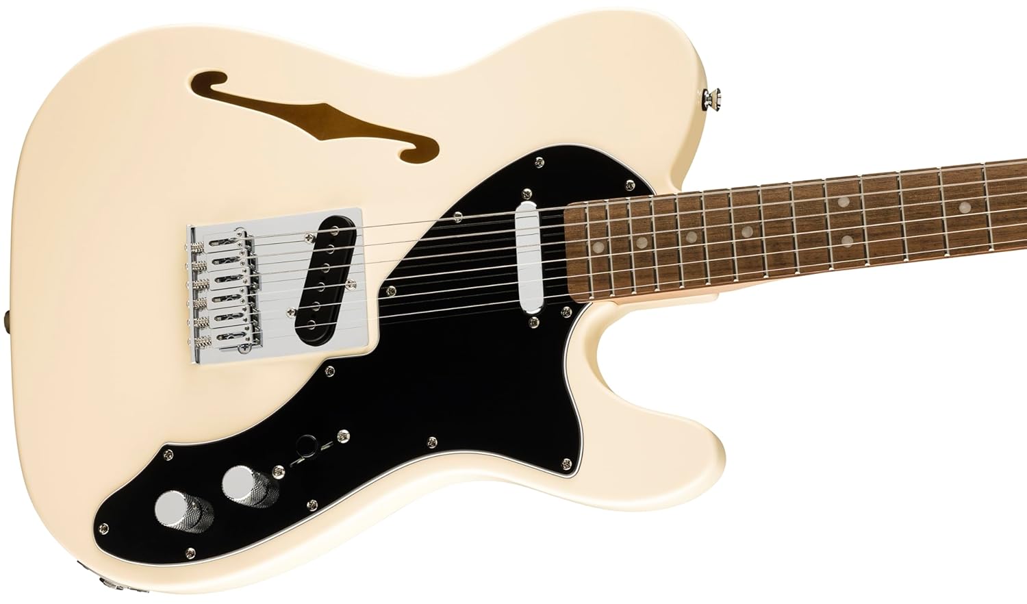 Affinity Series Telecaster Thinline, Laurel Fingerboard, Black Pickguard, Olympic White