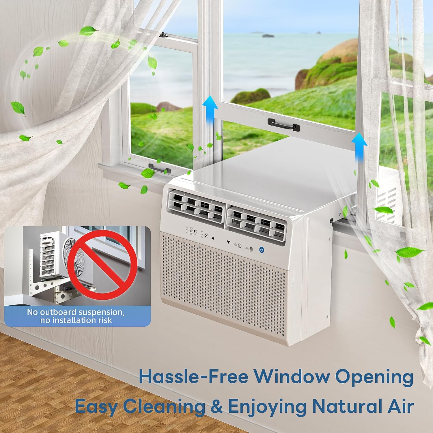 ZAFRO 10000BTU Window Air Conditioner U-Shaped Cools up to 450 Sq.Ft., Ultra Quiet Energy-Efficient Cooling, With Remote Control