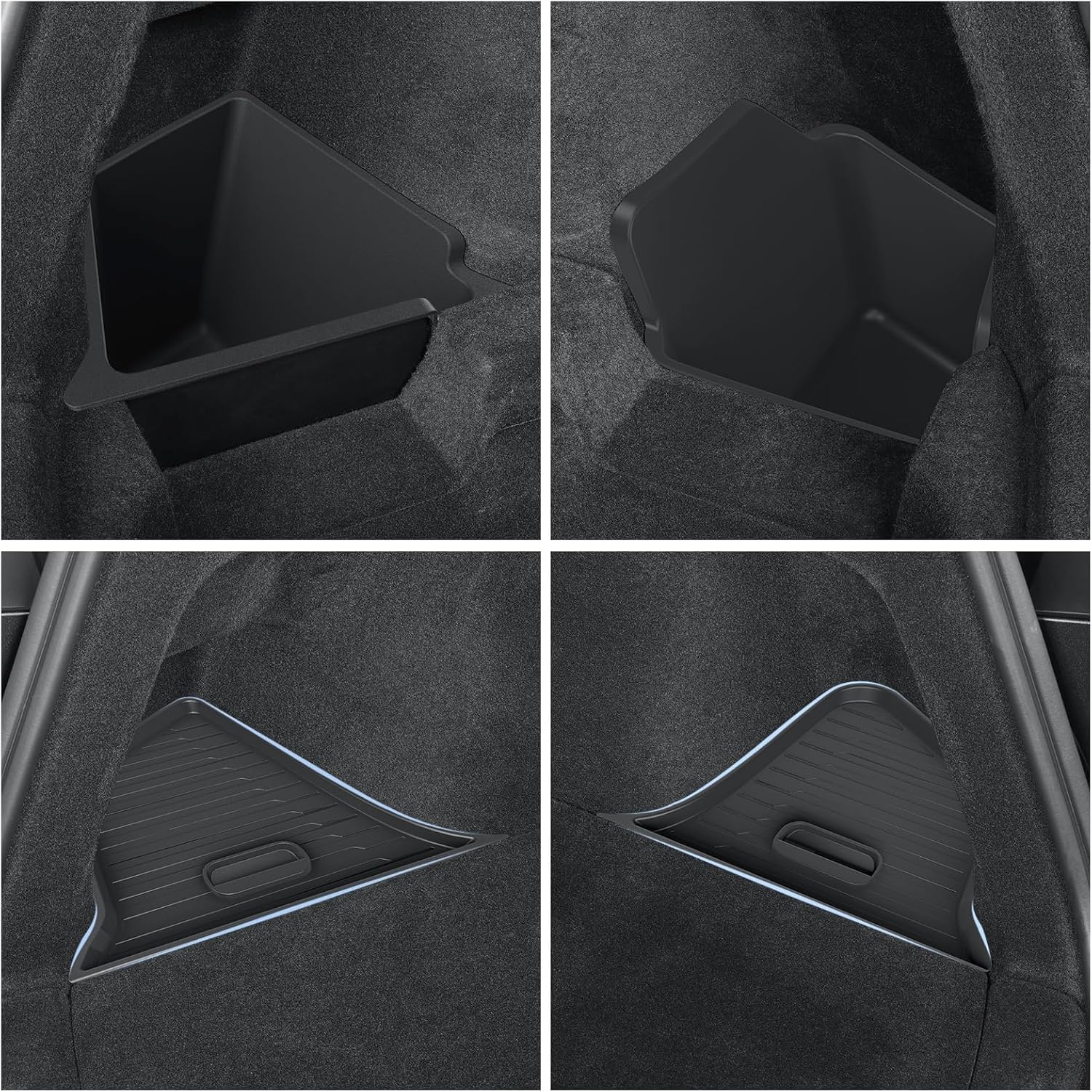 LUCKEASY Rear Trunk Storage Bins & Trunk Corner Up Storage Box for Tesla Model Y Juniper 2025 2026 Trunk Side Storage Box for Model Y Juniper 2025.03-Present Accessories Black TPE