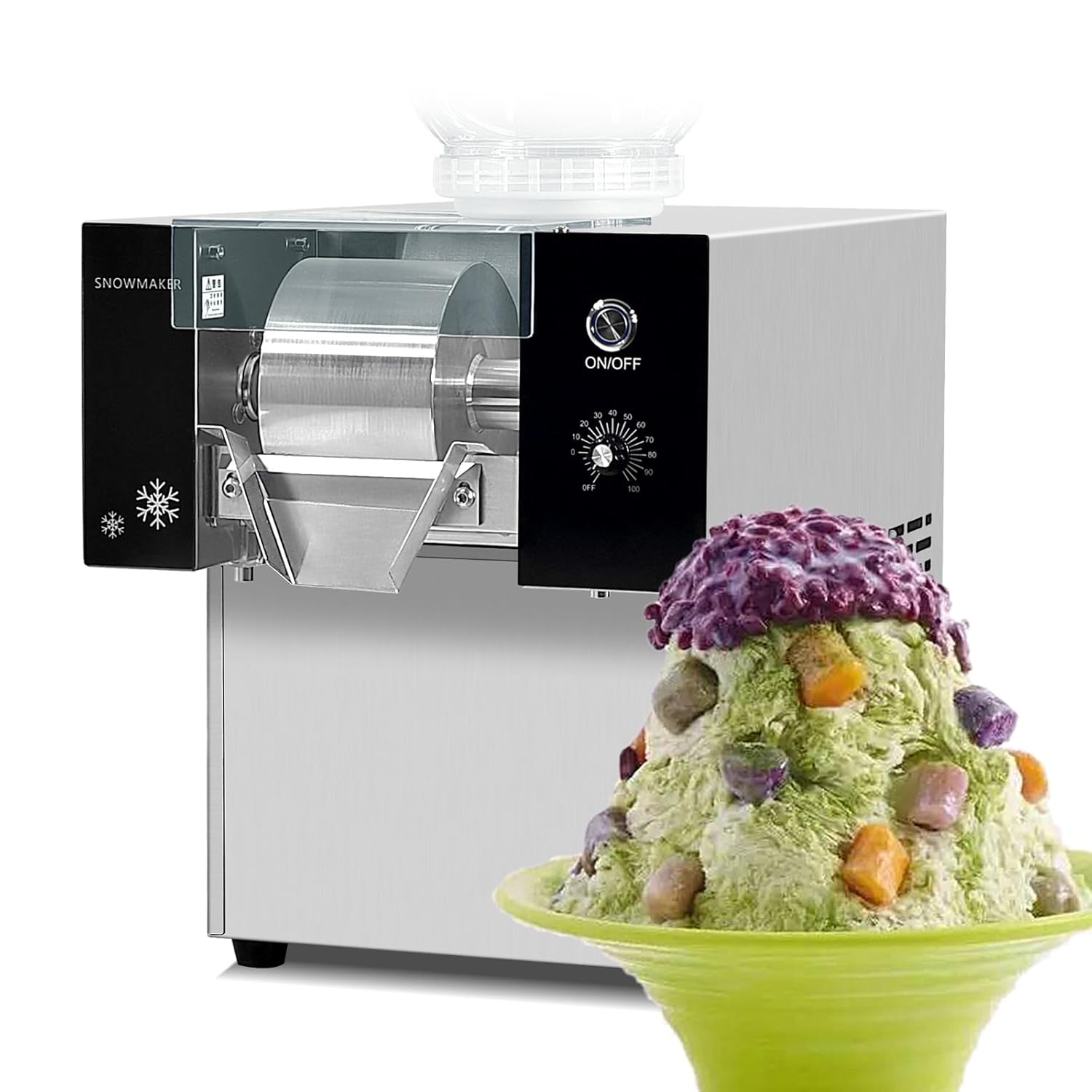 Kolice 90kg(198 lbs)/Day Snow Cone Shaver, Shaved Ice Machine, Snowflake Ice Machine, Air Cooling for Desserts Shops, Food Truck, Restaurant, Milktea Shops, etc