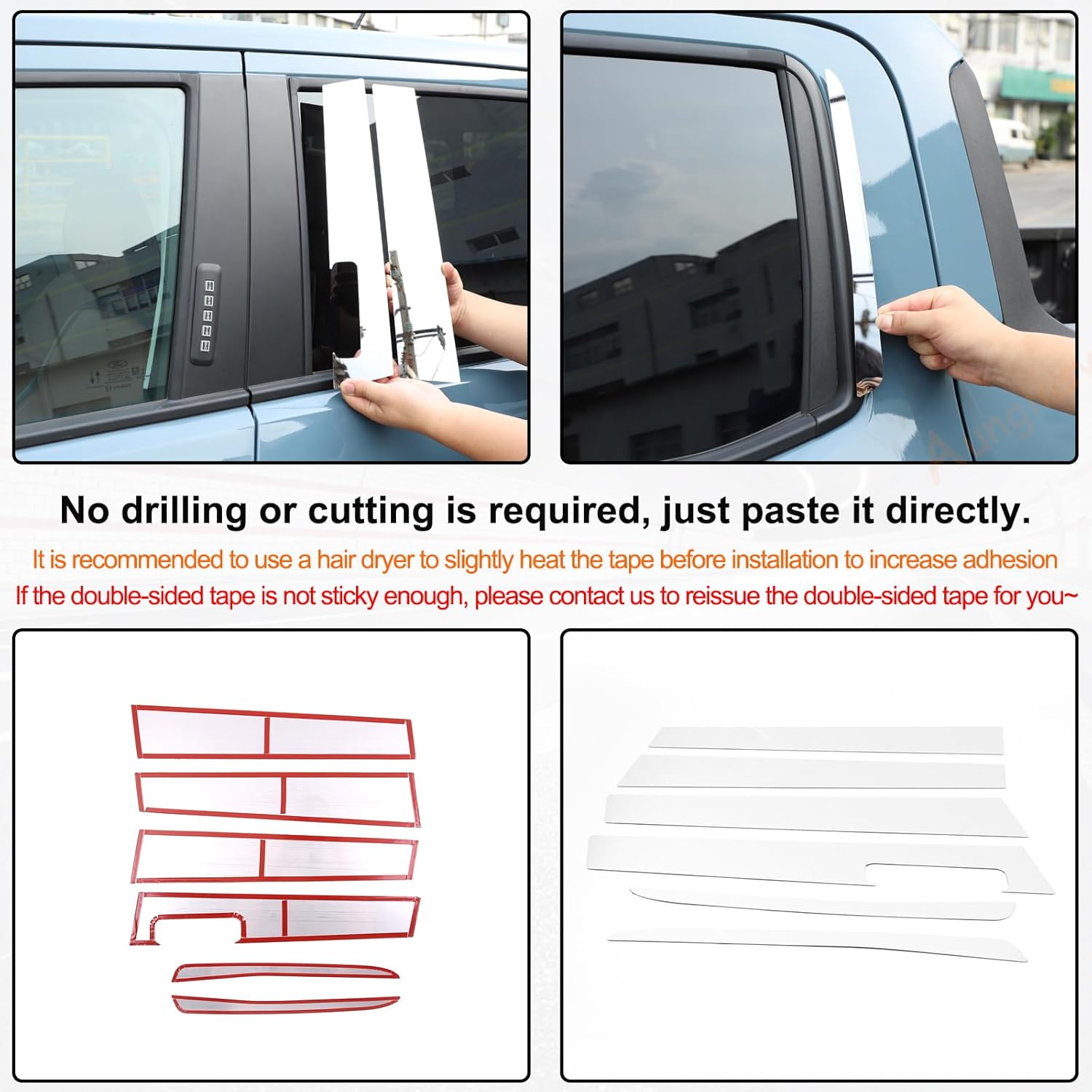 Car Door Window Centerpillar Molding Trim Cover Compatible with Ford Maverick 2022 2023 Car Exterior Side Door Window Center Pillar Post Molding Decorative Panel Protection Stainless Steel Accessories