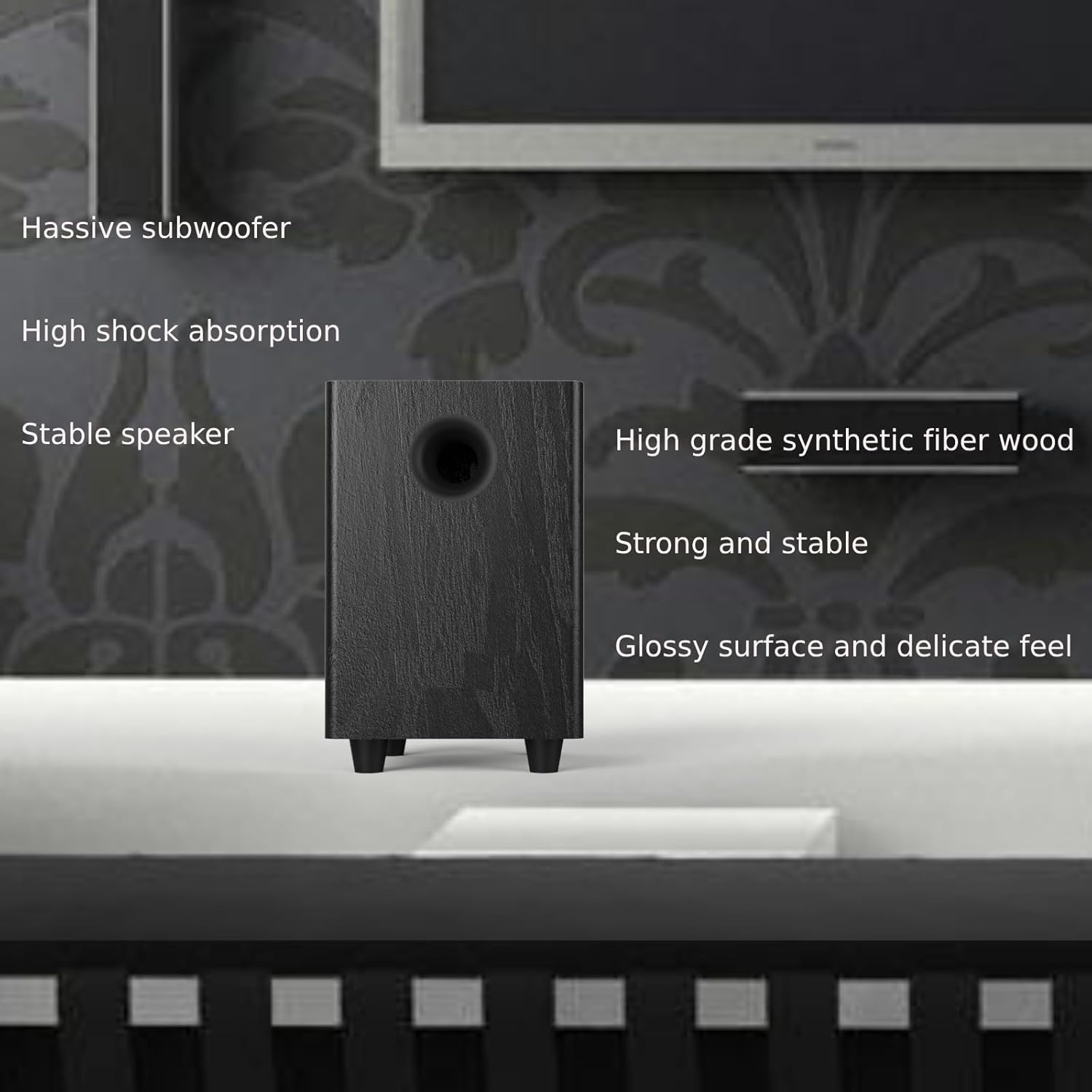 6.5 Inch Passive Subwoofer, 100W Power Heavy Bass Powerful Sound Synthetic Fiber Wood Material, Passive Speaker for Home Theater Party Plug and Play