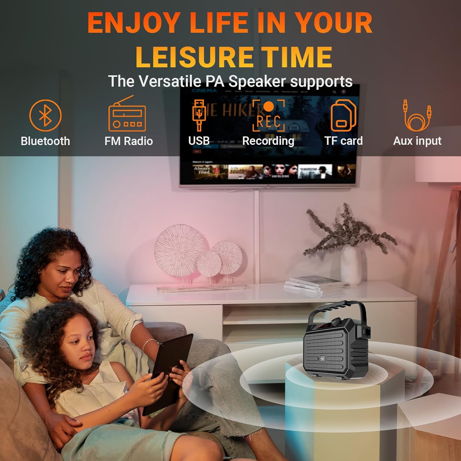 Voice Amplifier for Teachers - Wireless Microphone Headset & Speaker 30W Bluetooth 5.0 Portable Pa System with Echo,FM,Megaphone Speaker Supports USB/TF Card/Aux for Classroom,Speaking,Singing