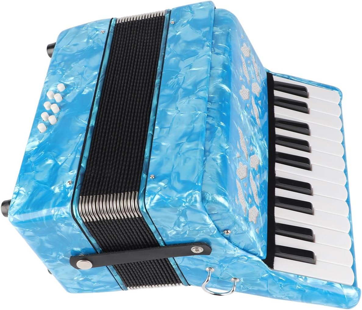 Kids Accordion, Bright Color Kids Accordion 22 keys Button Accordian, Black and White Piano Keys Accordion Acordeon Concertina, for Kids Children (Sky Blue)