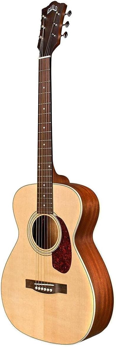 Guild Guitars M-240E Small Body Acoustic Guitar, Concert Size with Solid Sitka Spruce Top and Mahogany Archback, Natural, Westerly Collection