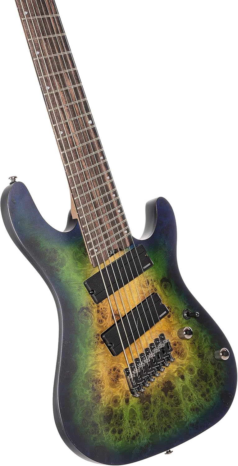 Cort KX Series 508 Multi-Scale 8-String Electric Guitar, Mariana Blue Burst Finish