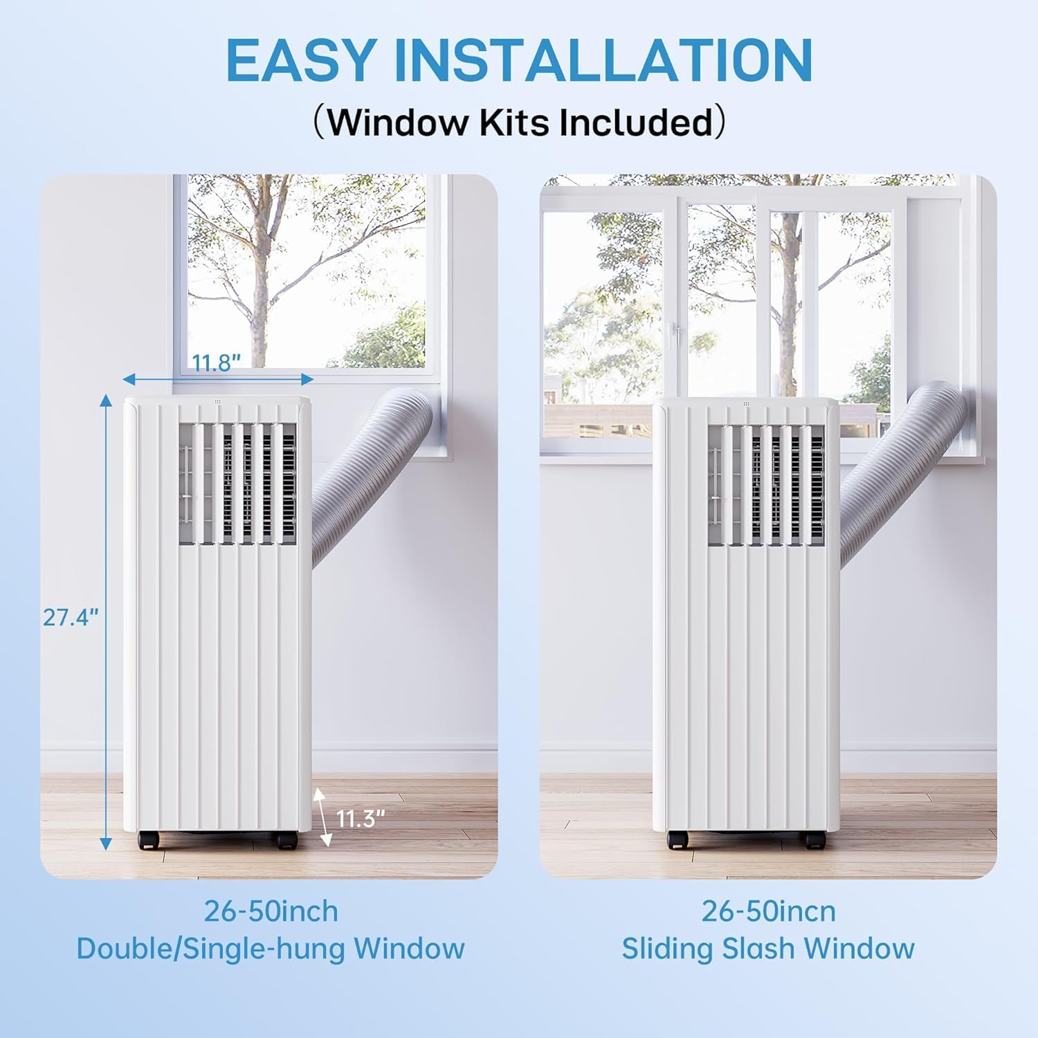 TrailBlaze 8000 BTU Portable Air Conditioner for rooms up to 350 sq.ft, combining cooling, fan, and dehumidifier functions in one unit, LED display, remote control, sleep mode, ideal for bedrooms