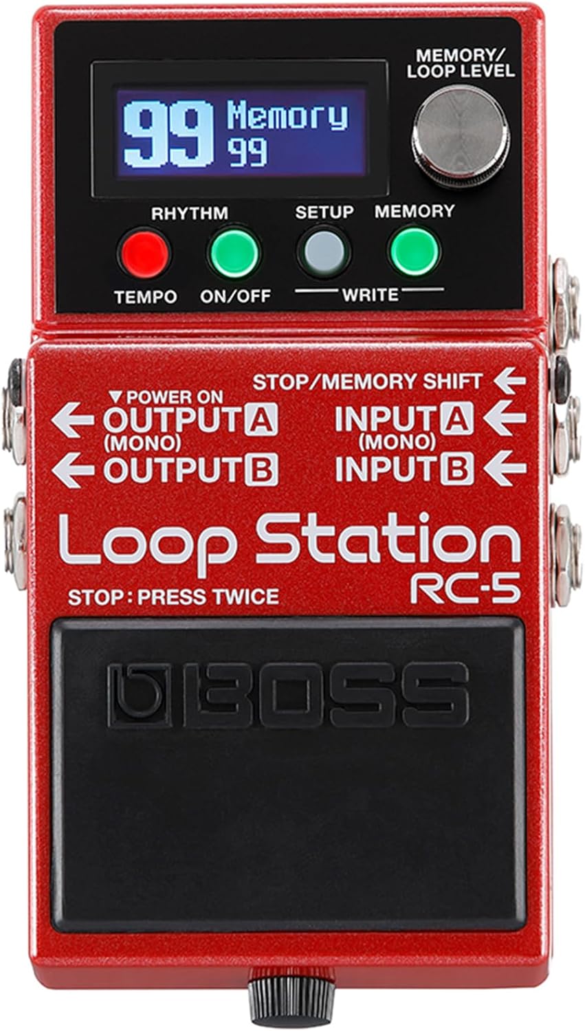 BOSS RC-5 Loop Station | Advanced Looping Features in a Compact Pedal | 32-Bit AD/DA and 32-bit Floating-Point Processing | 13 Hours Record Time | Multi-Color LCD | MIDI/IO & USB Connectivity