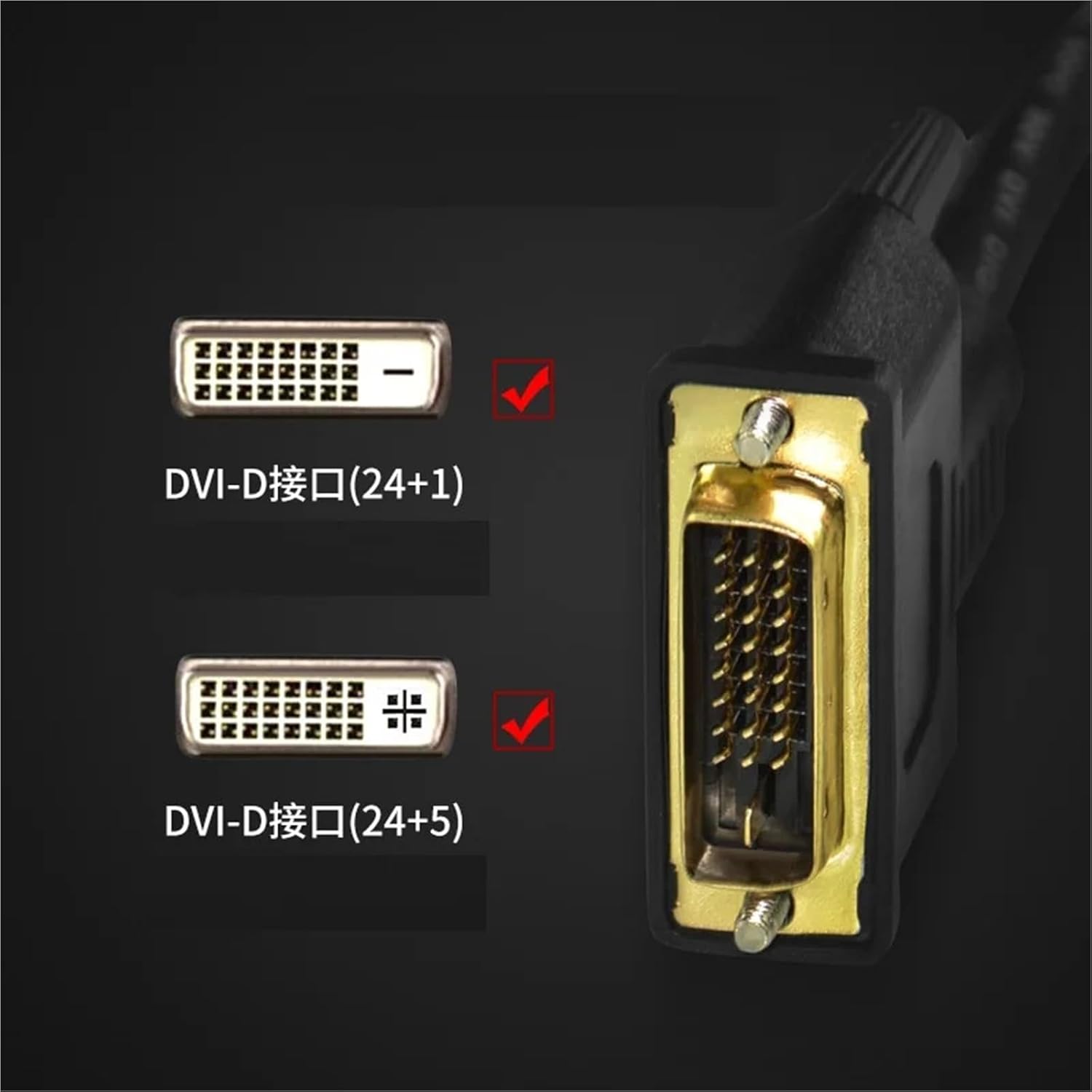 DVI Cable DVI-D 24+1 pin 1080P@144HZ 2K@60HZ Male to Male DVI to DVI Cable for Projector Laptop DVD HDTV Xbox 1.5m/3m/5m/8m(1.5m)