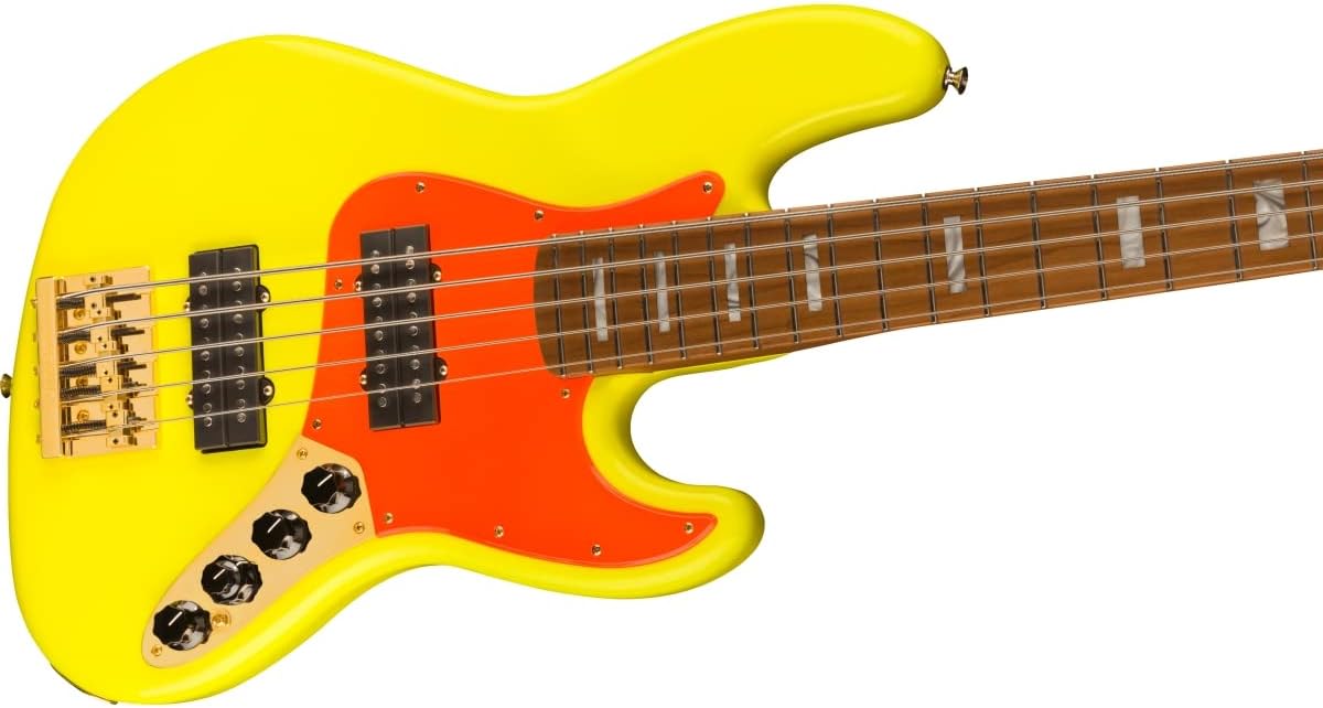 Fender MonoNeon 5-String Jazz Bass, Neon Yellow, Maple Fingerboard