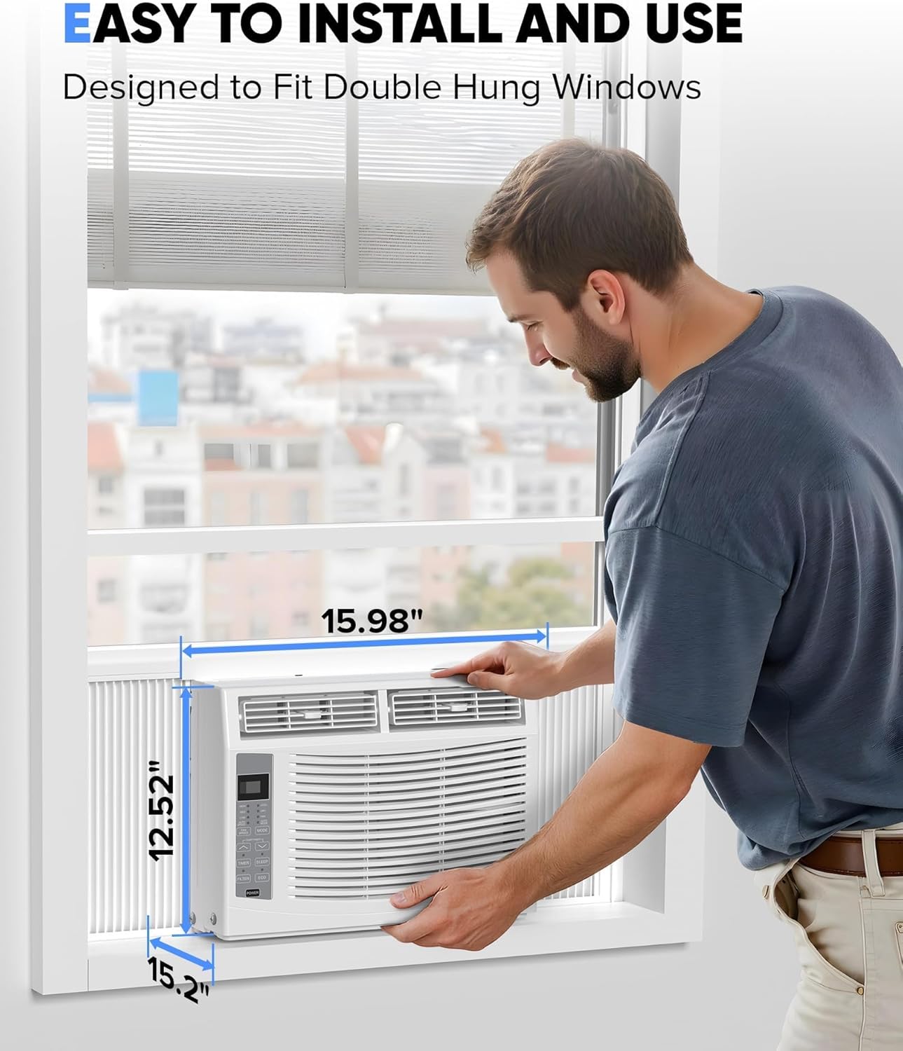 6000 BTU Window Air Conditioner with WiFi, Cools Up to 250 Sq. Ft, Smart Window AC Unit with Remote, Energy Saving