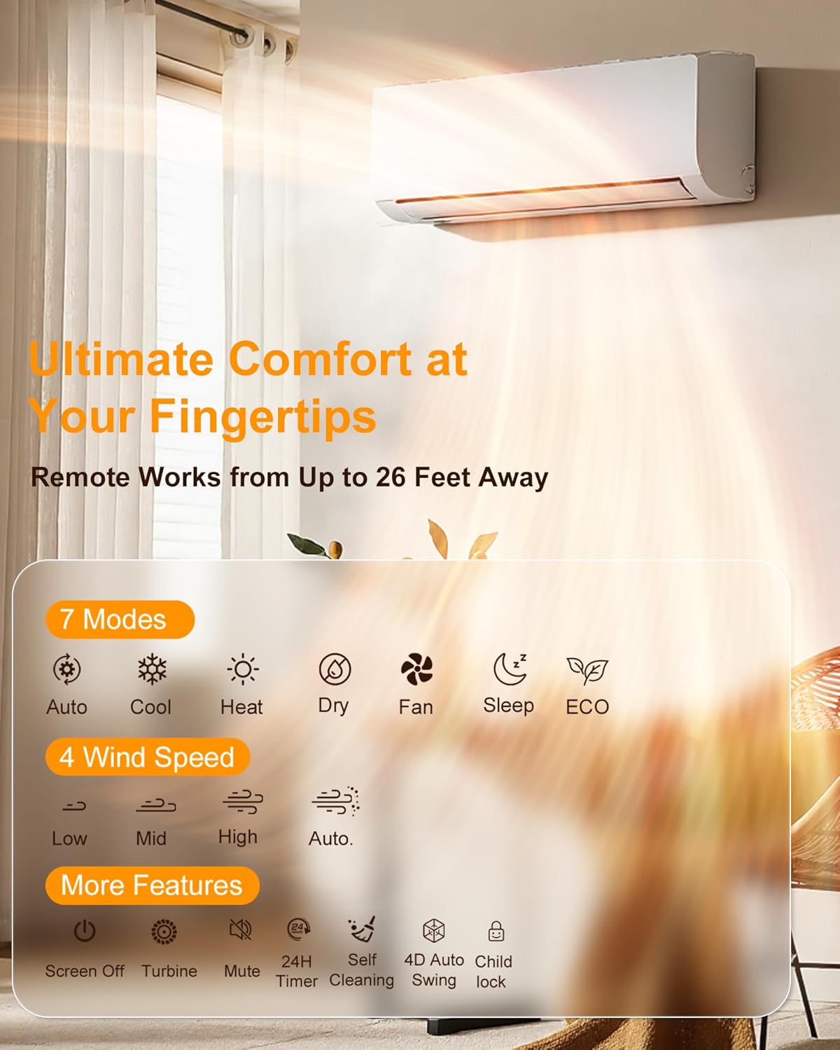 Energy-Efficient 230 V Mini Split Air Conditioner Inverter Heat Pump - 24000 BTU, Ductless Wall Mounted Precharged 17 SEER2 AC Unit with Installation Kit, Cool Up to 1600 sq.ft