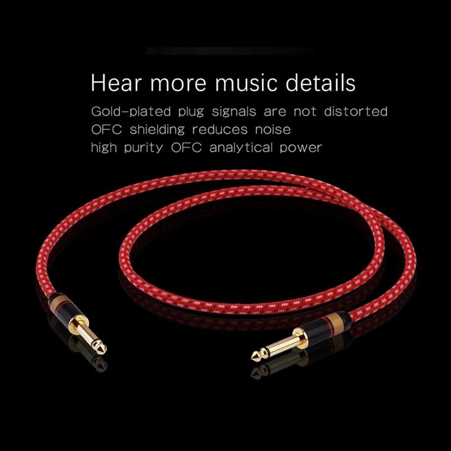 Guitar Audio Cable Aux Guitar Cable 6.5mm to 6.5mm Jack Cable for Stereo Guitar Mixer Amplifier 6.35mm Aux Cable Metal Shell(5m)