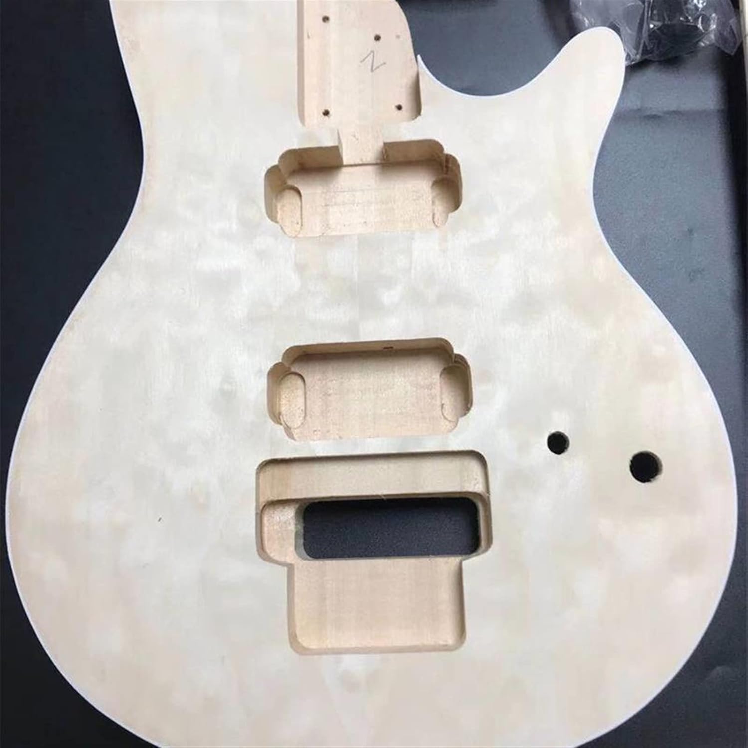 2 Dual-Coil Pickups Unfinished 22 Frets DIY Electric Guitar Kit Basswood Body and Fingerboard Unfinished Guitar Set