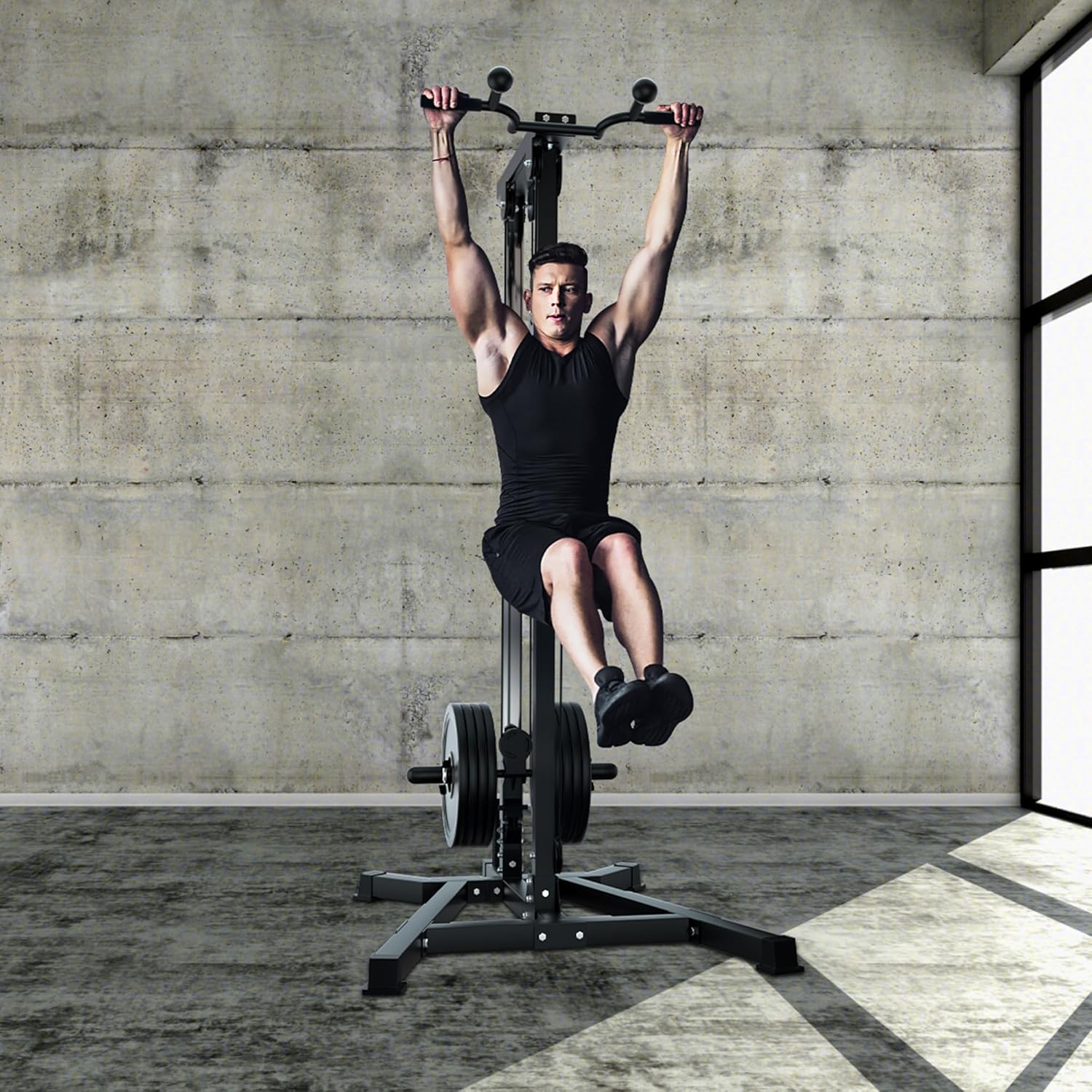 VIVITORY LAT Pull Down and Low Row Cable Machine - 16 Height Adjustable Pulley System for Full Body Workout, Maximum Weight Capacity 400lbs, Perfect for Home Gym, Includes Additional Handle