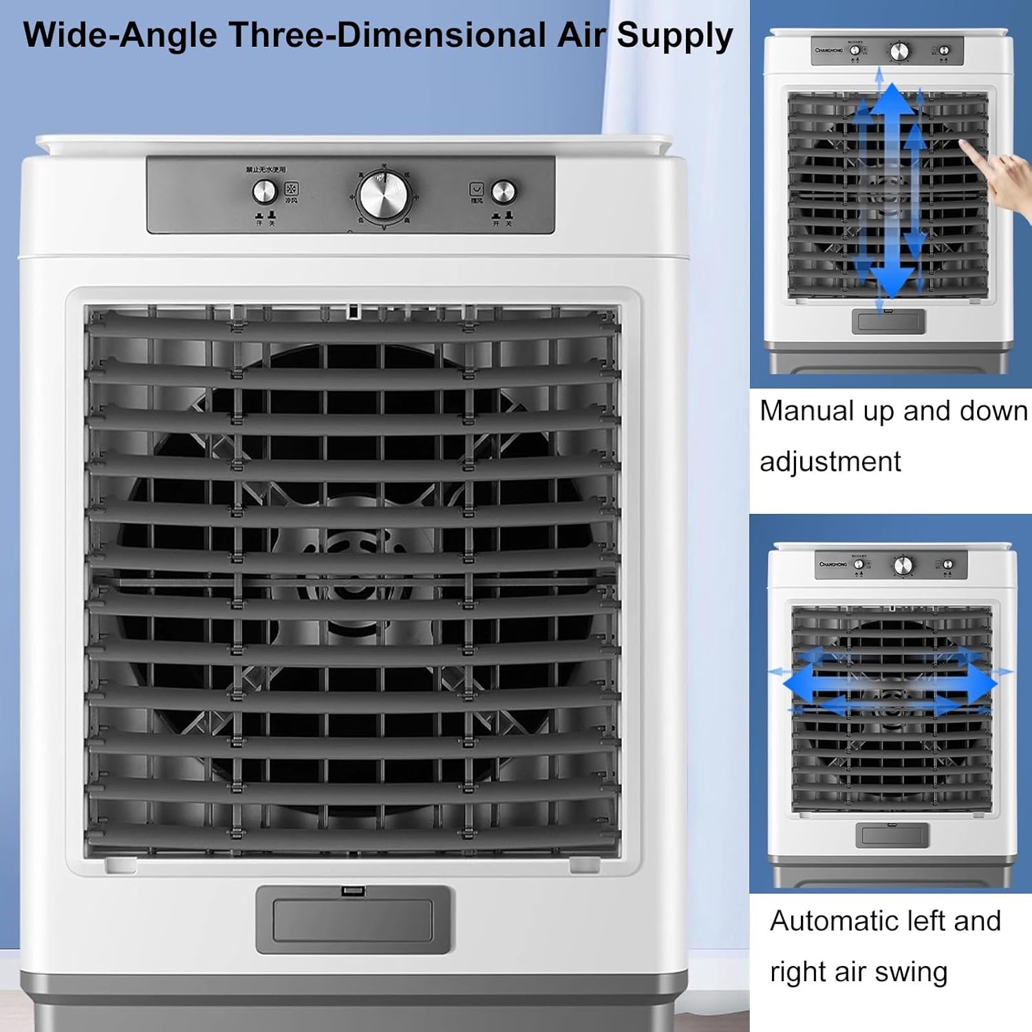 Swamp Cooler, Evaporative Air Cooler, 75L Large Capacity Water Tank, Outdoor Air Conditioner, 3 Speed, 5 Ice Boxes, for Indoor & Outdoor Garage, Patio, courtyard, factory Workshop