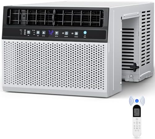 Joy Pebble 10000 BTU Window Air Conditioner, Window Air Conditioner for Room Cools Up to 450sq.ft, Window AC Unit with Cooling, Dehumidifier and 3 Fan Speed, 24-Hour Timer & ECO Mode