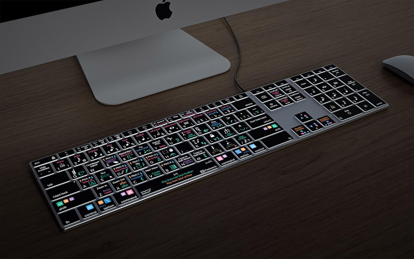 KB Covers - Dorico Backlit Pro Aluminum Keyboard - macOS - US | Music Composition & Notation | Music Scoring Shortcuts | Keyboard for Musicians & arrangers