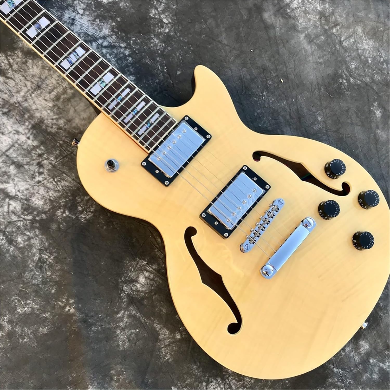 Beginner Electric Guitar Kits Semi Hollow Jazz Electric Guitar With Dual P90 Pickups(Black)