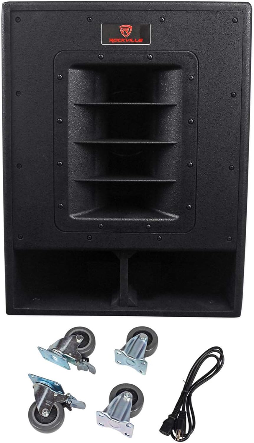 Rockville RBG15FA 2400W Active Powered Subwoofer, 15-Inch, Folded Horn Design, 600W RMS, High SPL Output, for DJs and Live Events