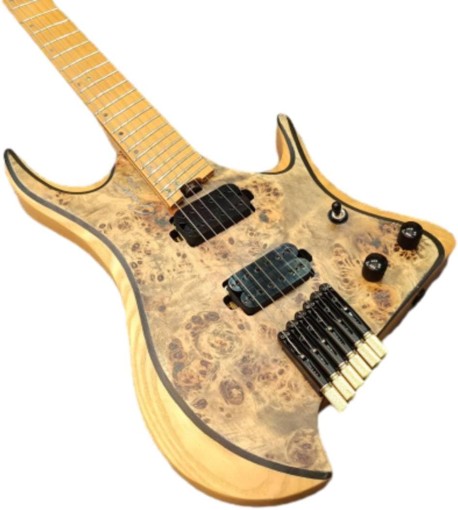 Headless Electric Guitar, 6-String Fanned Fret Guitar,Roasted Maple Neck 24 Fret Professional Guitar
