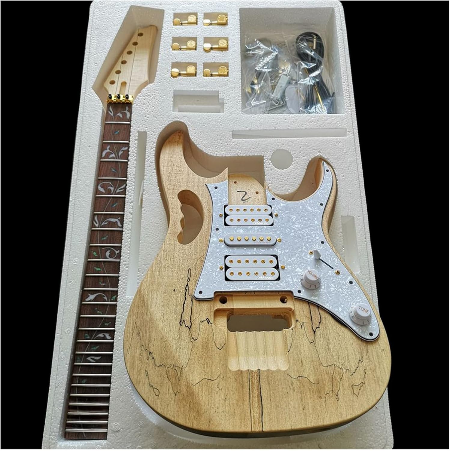 Electric Guitar Making Components Making Materials Accessories Maple Basswood Solid Wood Body DIY Guitar Kit (Color : 1)