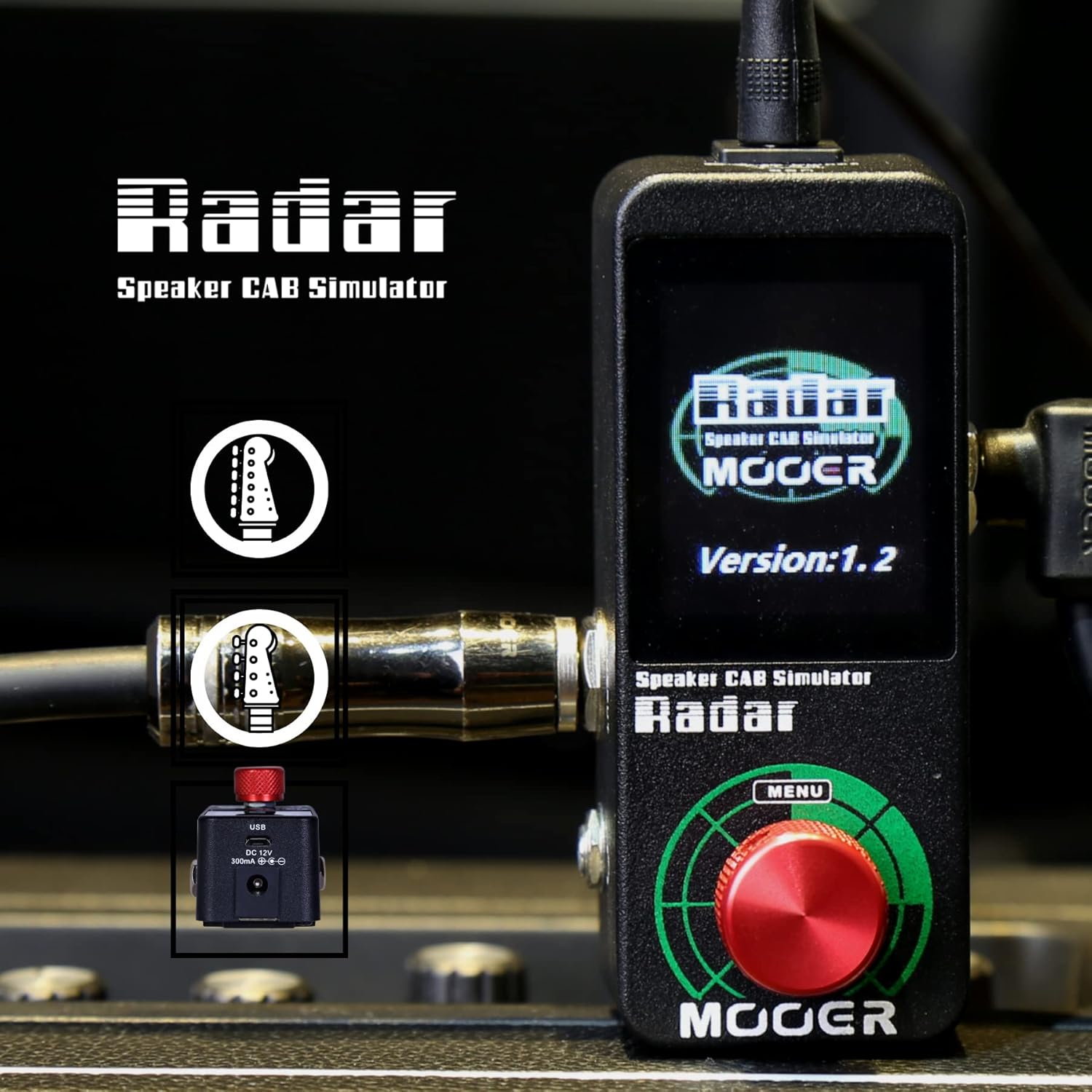 MOOER Radar Guitar Speaker CAB Simulator Guitar Pedal for Electric Guitar and Bass Guitar with 36 Preset slots, 30 Different Speaker Cab models,11 Mic models, and 4 Power amp models
