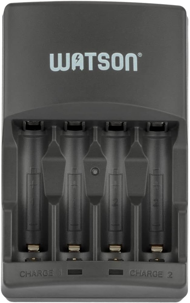 Gig Clip-On Digital Drum Tuner with Backlit LCD Display for Acoustic Drums Bundle with Watson AAA NiMH Batteries and AA-C4H 4-Hour Rapid Charger