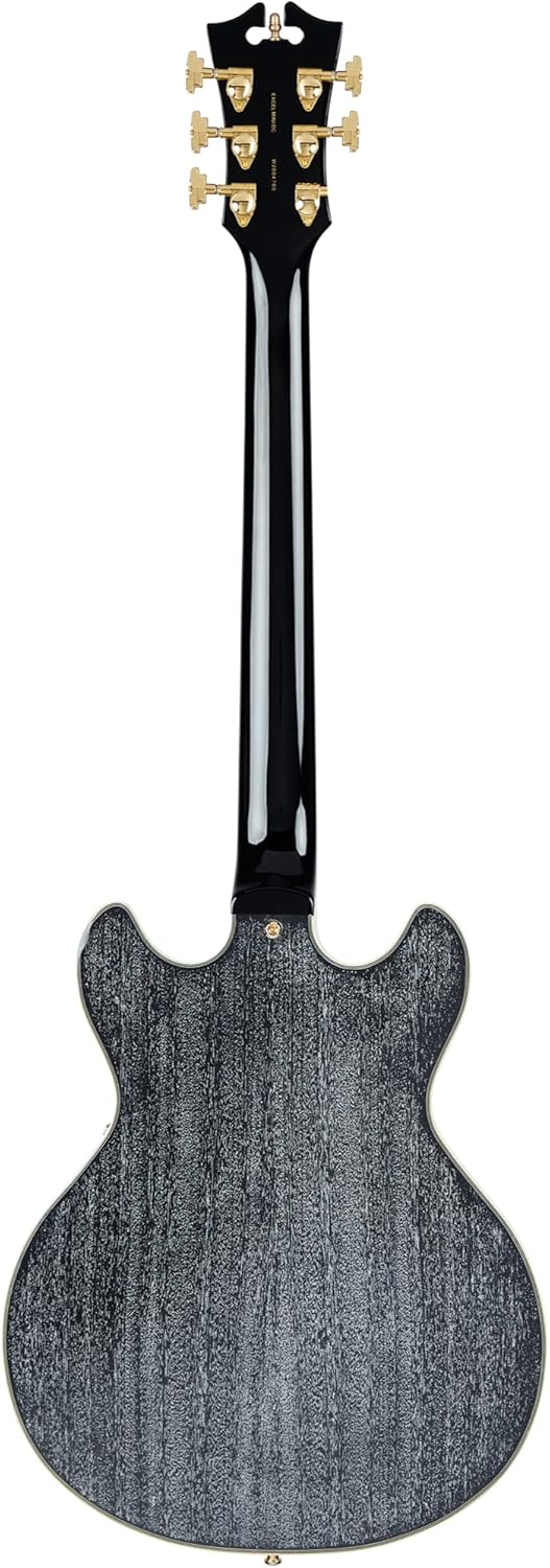 D'Angelico 6 String Semi-Hollow-Body Electrical Guitar, Right, Black Dog (DAEMINIDCBDGS)