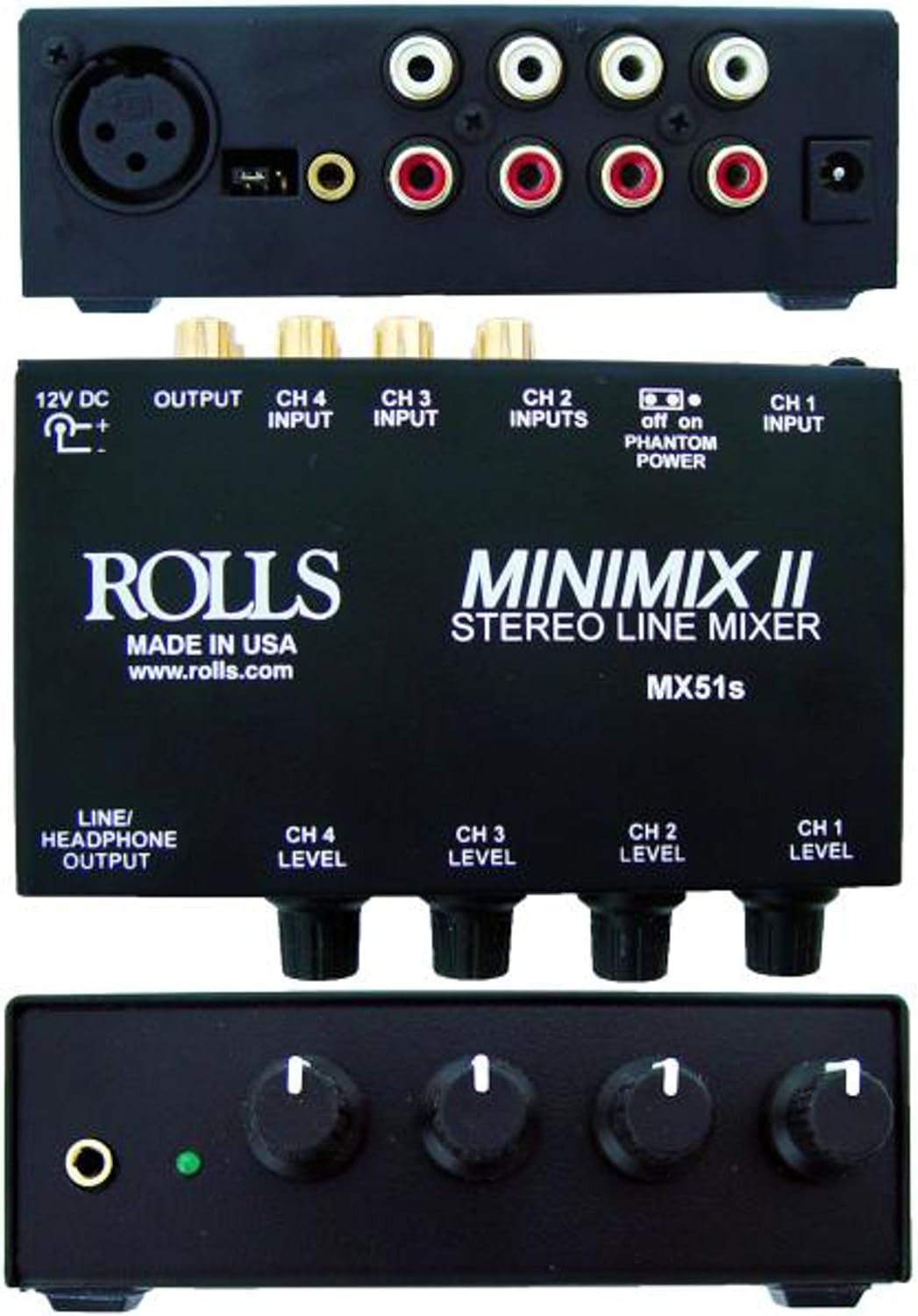 Rolls MX51S Mini Mix 2 Four-Channel Stereo Line Mixer Black