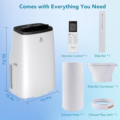 14000 BTU Portable Air Conditioner Unit with Cooling/Dehumidifier/Fan Modes, 3-In-1 AC for 750 Sq Ft, 24H Timer Remote & Installation Kit for Home/Office/Dorm