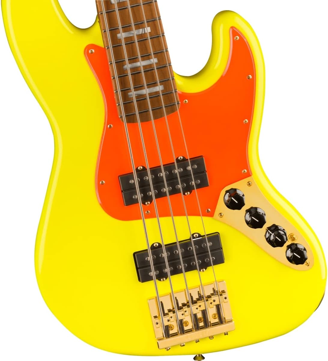 Fender MonoNeon 5-String Jazz Bass, Neon Yellow, Maple Fingerboard