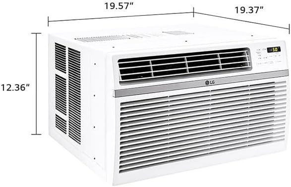 LG 8,000 BTU Window Air Conditioner, 115V, Cools 340 Sq.Ft. for Bedroom, Living Room, Apartment, Quiet Operation, Electronic Control with Remote, 3 Cooling & Fan Speeds, Auto Restart, White