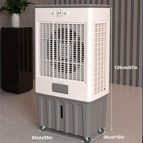 47in Outdoor Patio Air Conditioner, Evaporative Air Cooler with 4 Ice Packs, Portable Swamp Cooler, Ventless AC Unit Ductless, 3 Speeds, 18 Gal Tank for Room Garage Patio