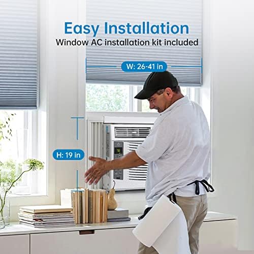 6,000 BTU Window Air Conditioner,Cool Rooms Up to 350 Sq.Ft.,Smart Window AC Unit with Smartphone App or Remote Control,3 Fan Mode,Sleep&ECO Mode,Washable Filter,for Bedroom Apartment Office,New R32