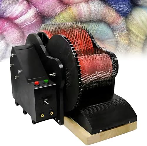 Electric Wool Drum Carding Machine with Foot Pedal, Adjustable Speed for Fast Color Mixing, for DIY Crafting, Felt Making, Combing