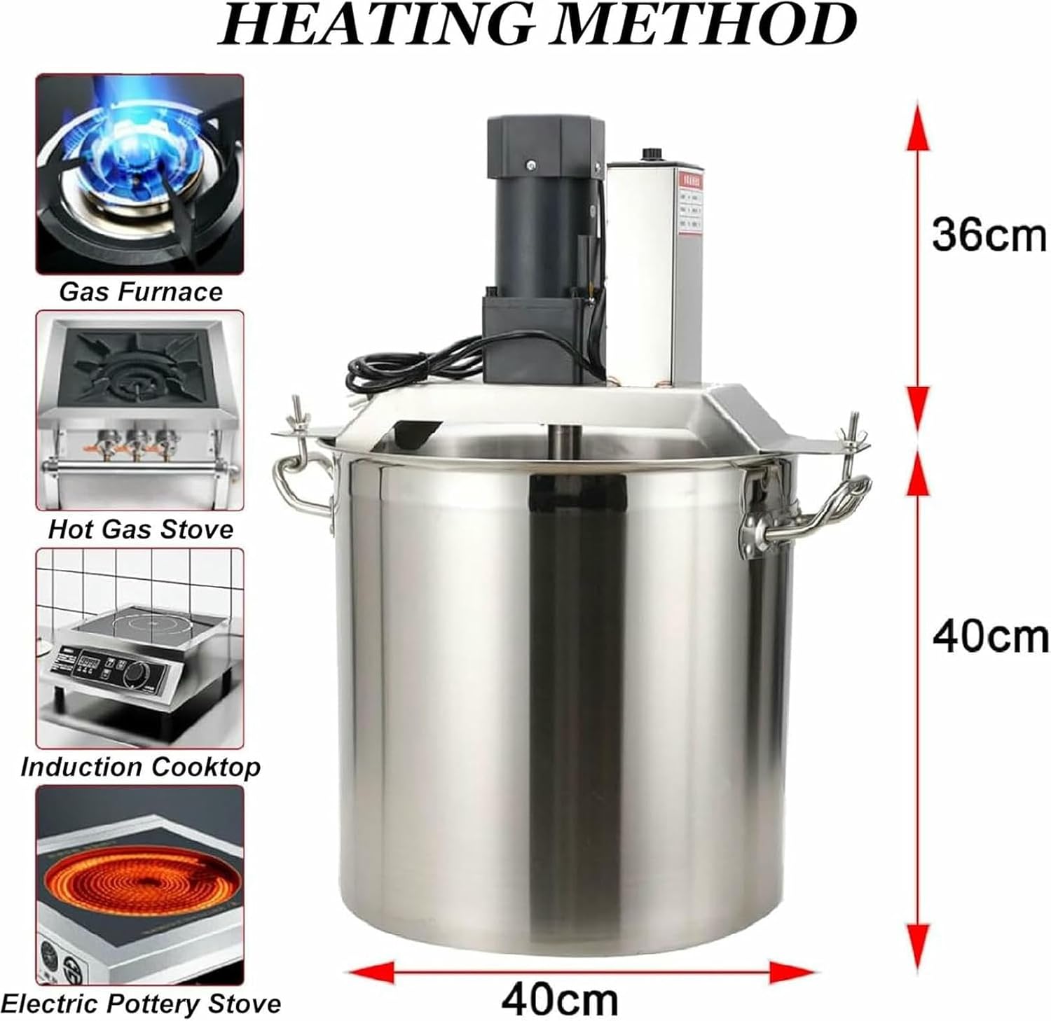 Commercial Food Stirrer Pot, Electric Stainless Steel Automatic Mixer Machine for Making Jam/Sauce/Filling