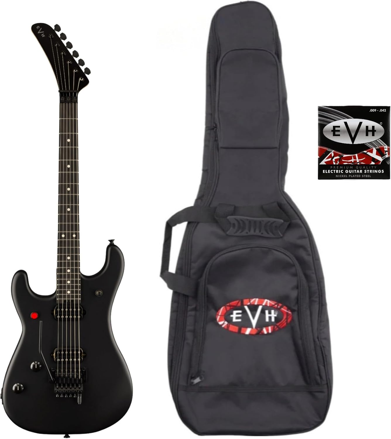 EVH 5150 Series Standard 6-String Guitar (Left-Handed, Stealth Black) Bundle with EVH Gig Bag and Strings (3 Items)